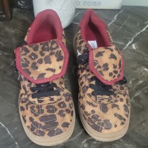 Leopard Print  Shoes with Red Accents